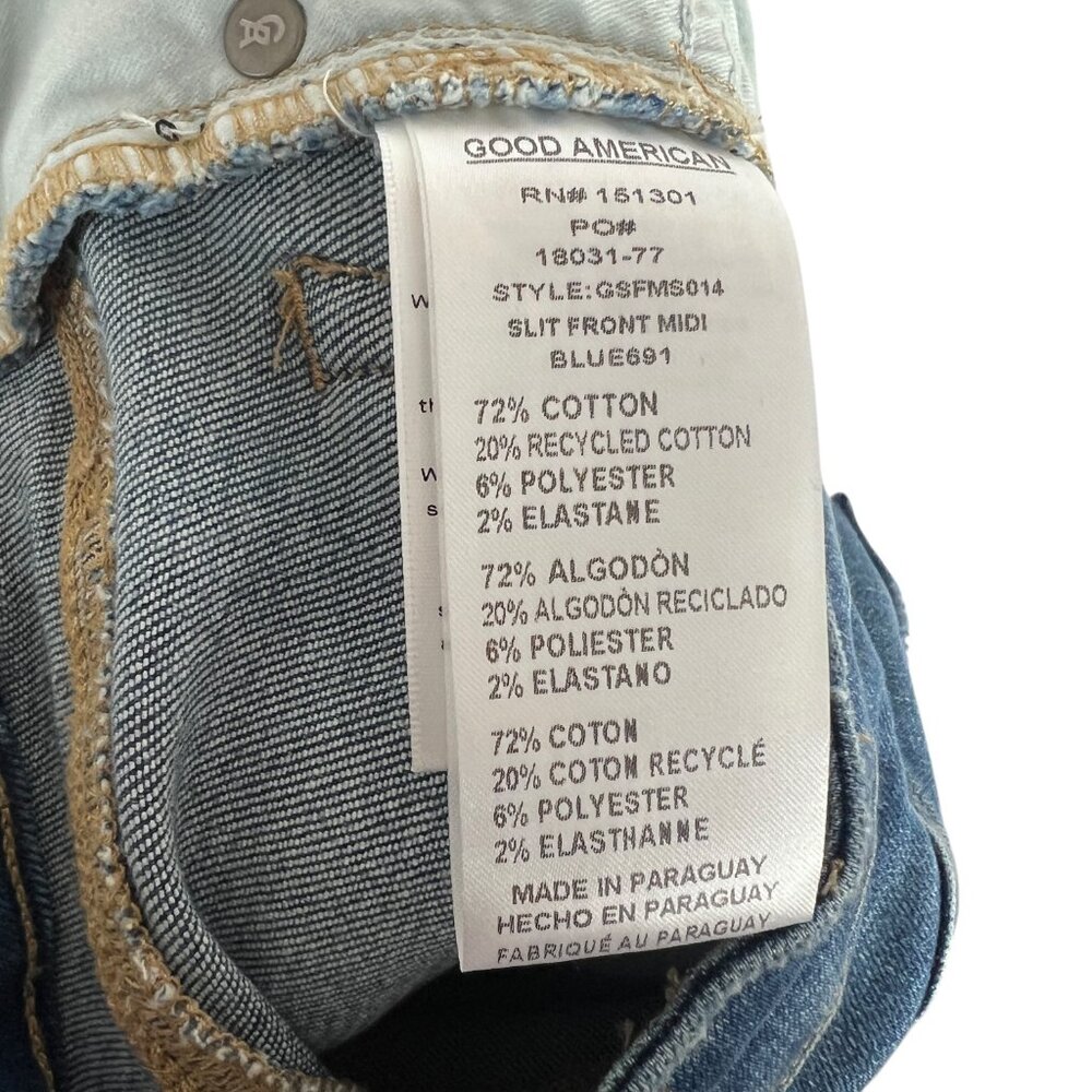 Good American Slit Front Denim Midi Jean Pencil Skirt in Blue691 Size 4 / 27 - Picture 5 of 10